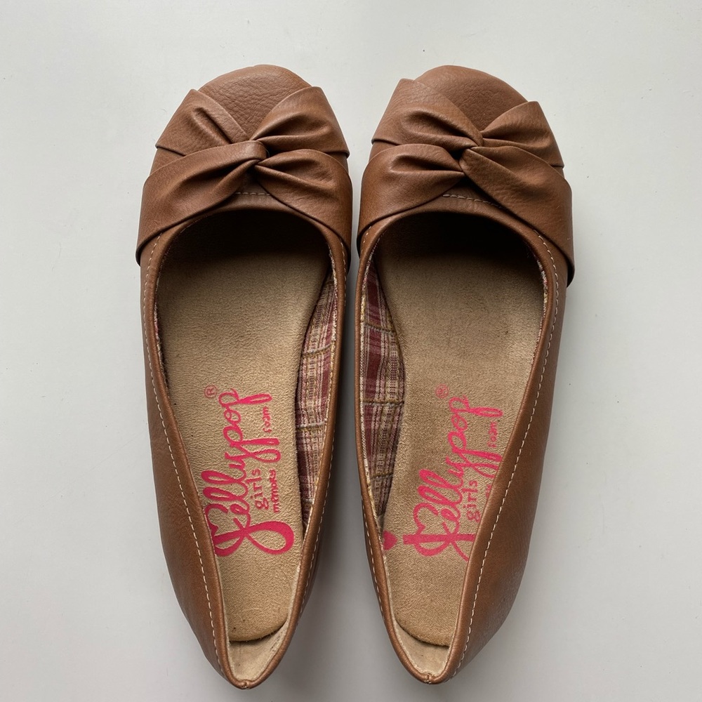 Jellypop Janny Memory Foam Flats in Tan, Size 3 Little Kids